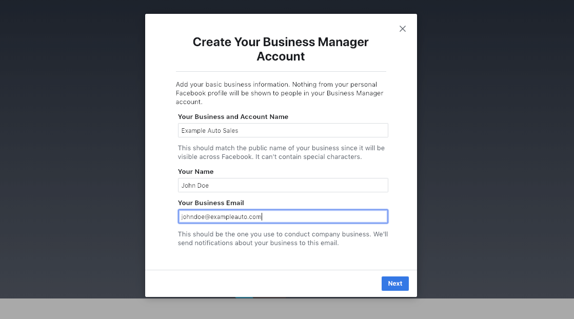 create a business manager